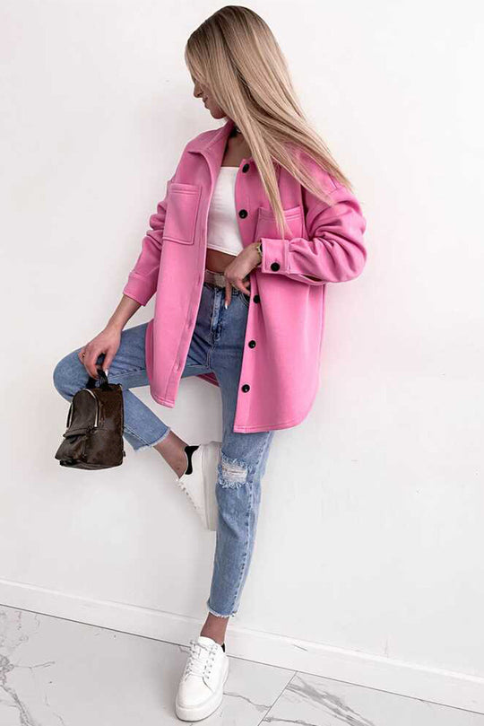 R&B | Oversized Hemdbluse mit Großen Taschen Polyester Minimalistisch und Stilvoll
