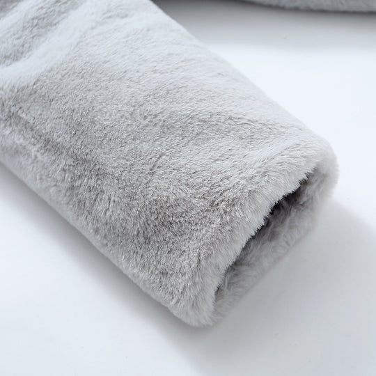 Damen Flauschiger Kunstpelz-Mantel mit elegantem V-Ausschnitt und praktischen Taschen R&B