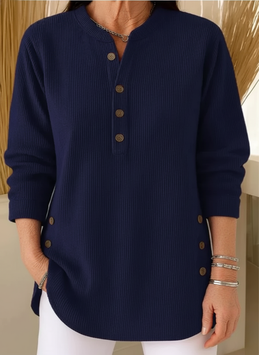 R&B | Bequemer Pullover mit Schickem Knopfdetail