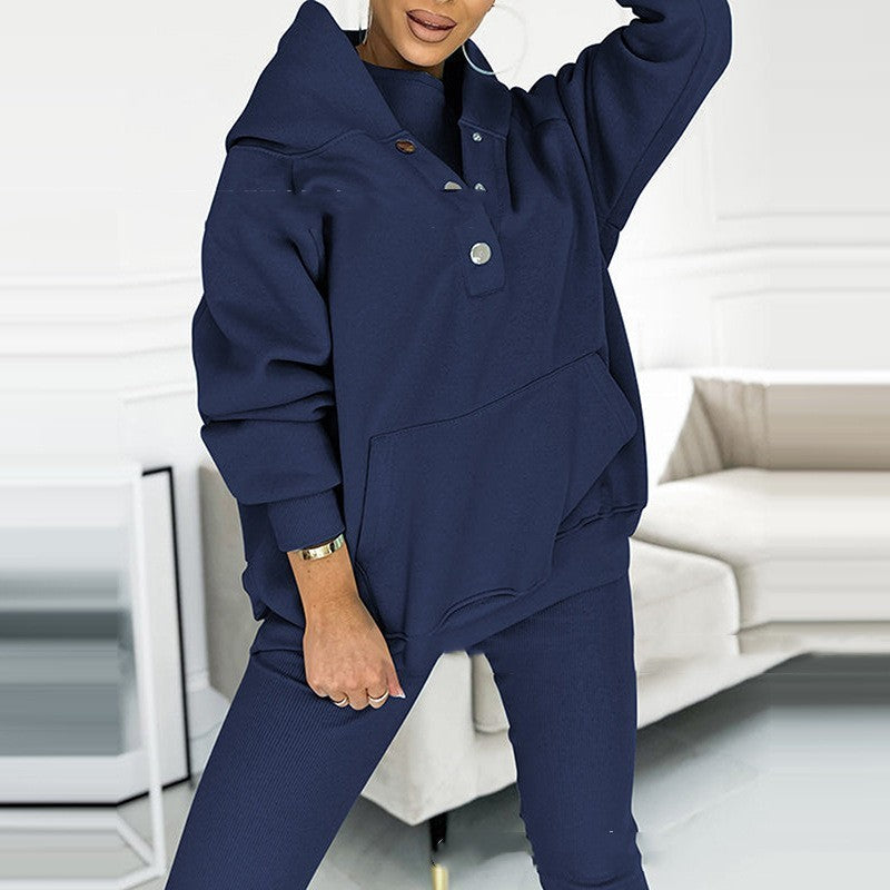 R&B | 3-Teiliges Damen-Sportanzug mit Lockerem Kapuzenpullover und Slim-Hosen
