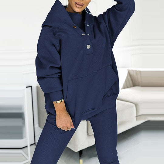 R&B | 3-Teiliges Damen-Sportanzug mit Lockerem Kapuzenpullover und Slim-Hosen