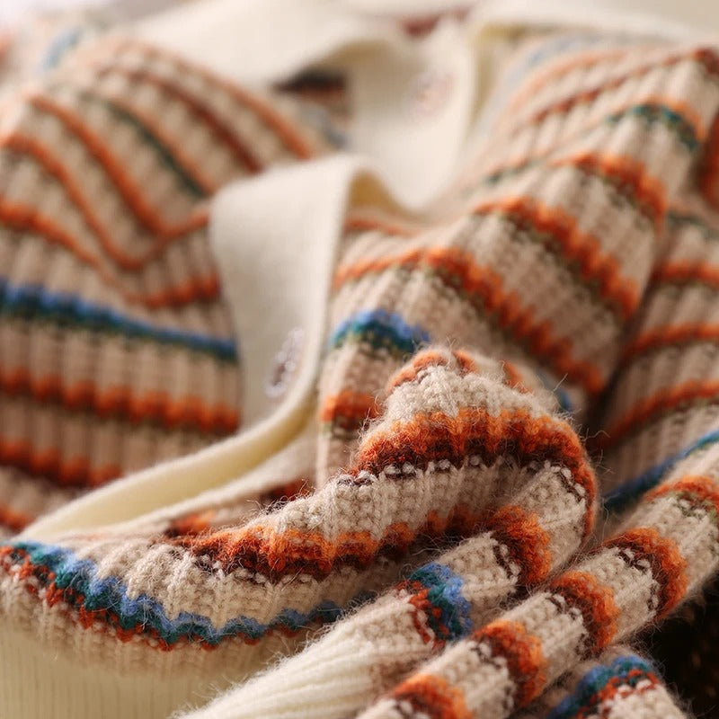 R&B | Gestreifte Strickjacke mit Kragen