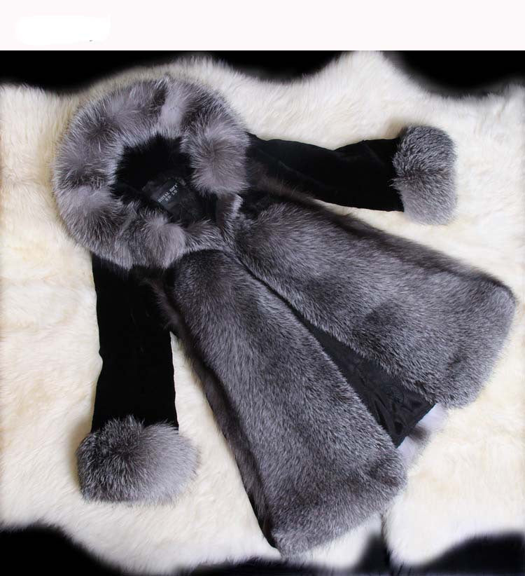 Damen Eleganter Kunstpelz-Mantel mit voluminösem Kragen und seitlichen Taschen R&B