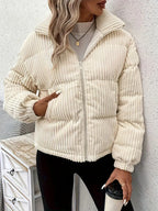 R&B | Gerippte Pufferjacke mit Reißverschluss