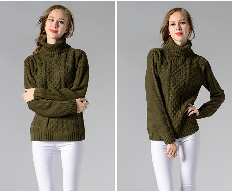R&B | Damen Rollkragenpullover mit langen Ärmeln und Kabelstrick