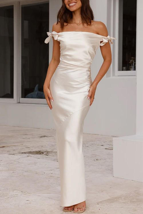 R&B | Rosiedress Schleife Knoten Off-Shoulder Maxi Partykleid