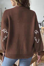 R&B | Halloween-Geisterstrickpullover mit Knöpfen