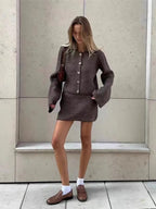 R&B | Gemütlicher Strickcardigan und Lässiges Minirock-Set