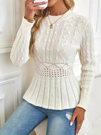 R&B | Bequemer Schicker Grobstrickpullover mit Rundhalsausschnitt