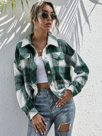 R&B | Karo Gefallen Schulter Shirtjacke