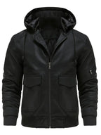 R&B |  Winddichte PU Winterjacke für Herren mit Kapuze