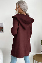 R&B | geripptes offen-front Cardigan mit Kapuze und Taschen