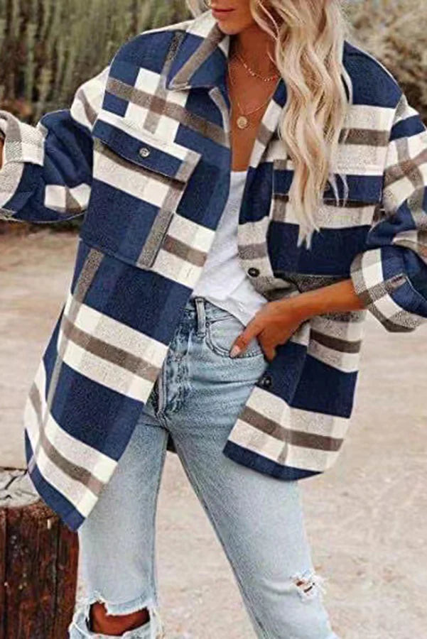 R&B | Karierte Jacke mit Taschen für Frauen