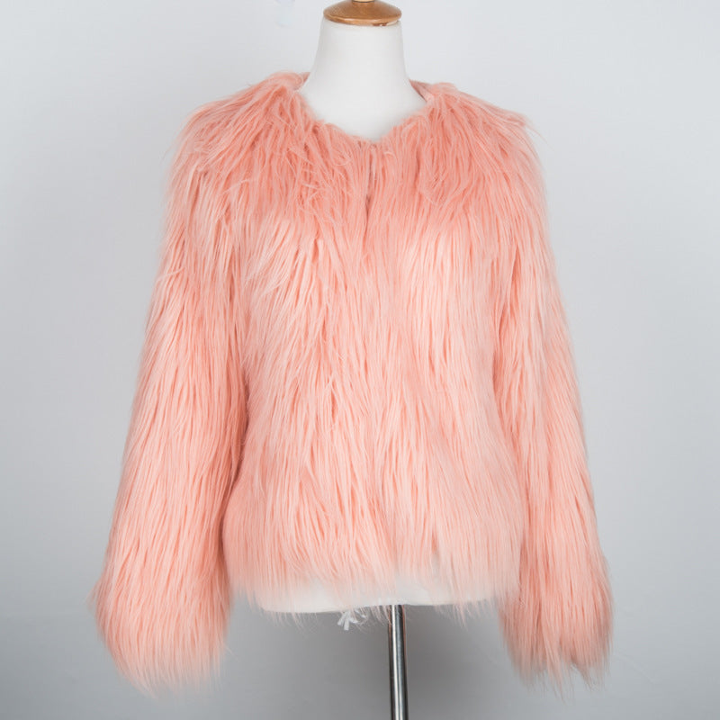 Damen Flauschige Kurzjacke mit elegantem Schnitt und weichem Fellgefühl R&B