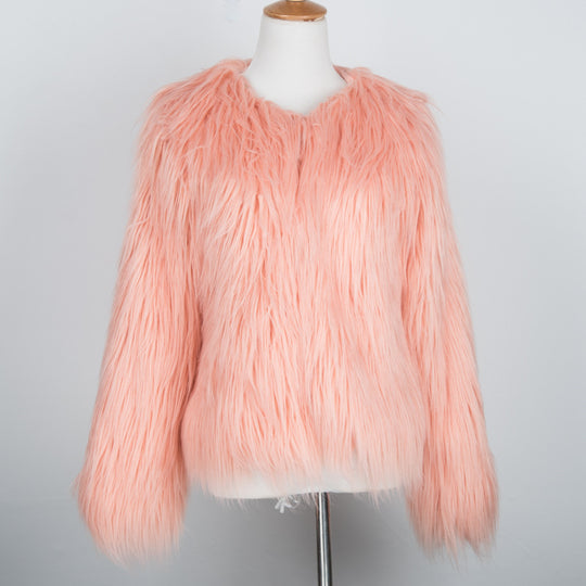 Damen Flauschige Kurzjacke mit elegantem Schnitt und weichem Fellgefühl R&B