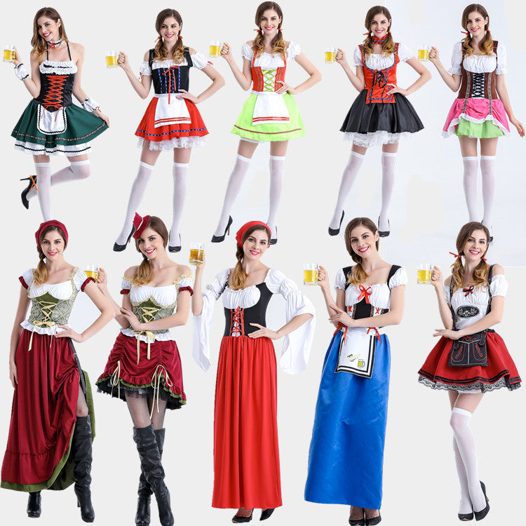 Damen nan authentisches Oktoberfest Madl Kostüm mit Schnürcorsage weiten Trompetenärmeln R&B
