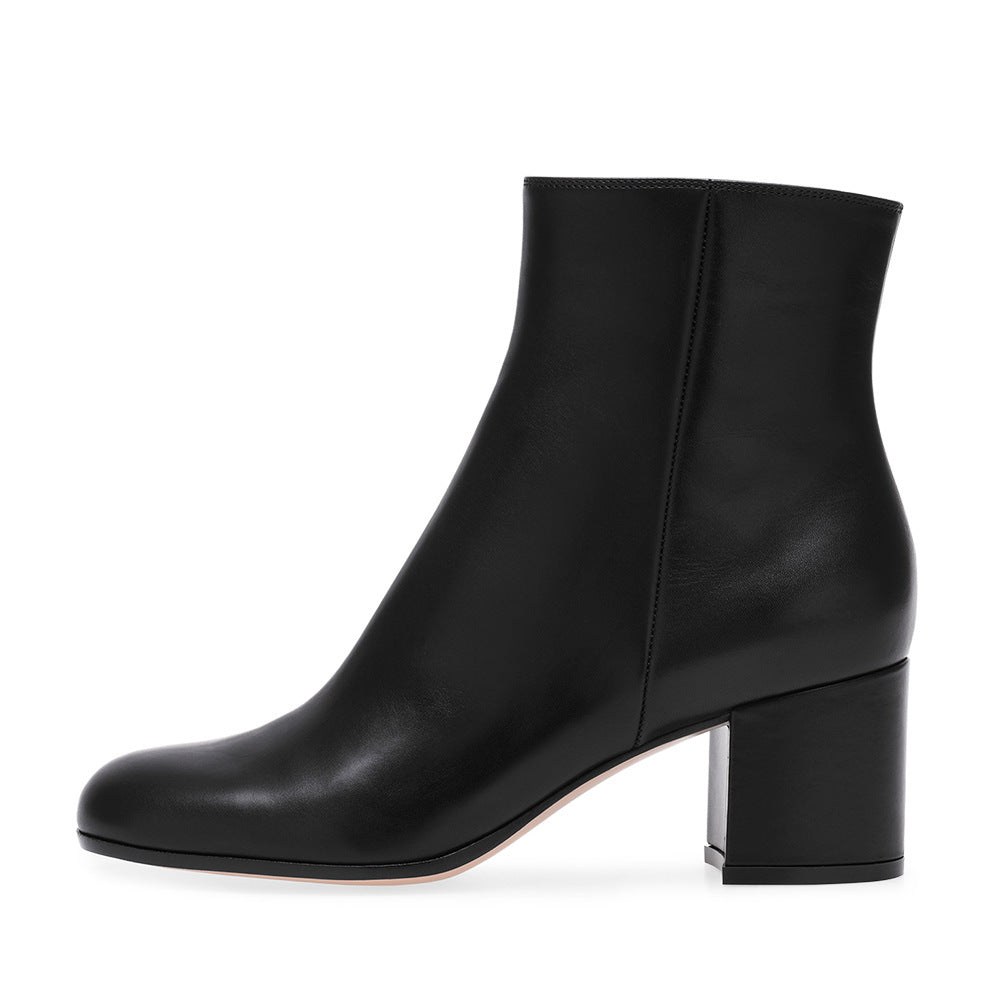 R&B | Damen Chunky Heel Rund-Toe Mittel-Hügel Stiefel