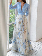 R&B | Glänzendes Floral Print Maxikleid
