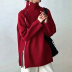 R&B | Roter Pullover mit hohem Halsausschnitt