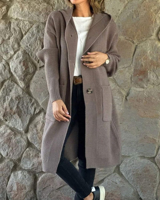R&B | Strickende Kapuzen Langer Mantel