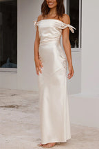 R&B | Rosiedress Schleife Knoten Off-Shoulder Maxi Partykleid