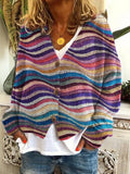 R&B | Strickjacke Weiche Strickware Lässige Passform V-Ausschnitt Knopfverschluss Alltag