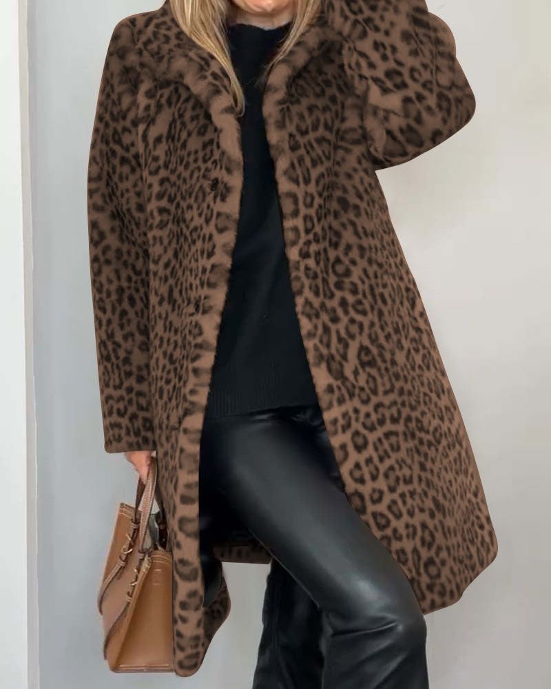 R&B | Leoparden Lange Weiche Jacke