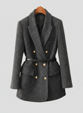 R&B | Tweed Blazer Mantel – Doppelreihig, mit Gürtel, Schalkragen