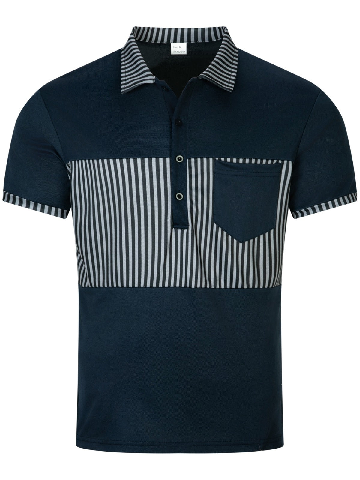 R&B | Tasche Knopf Revers gestreiftes Farbschema T-Shirt