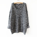 Damen Grobstrickpullover mit offener Silhouette und weitem Rundhalsausschnitt