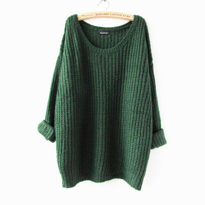 Damen Grobstrickpullover mit offener Silhouette und weitem Rundhalsausschnitt R&B