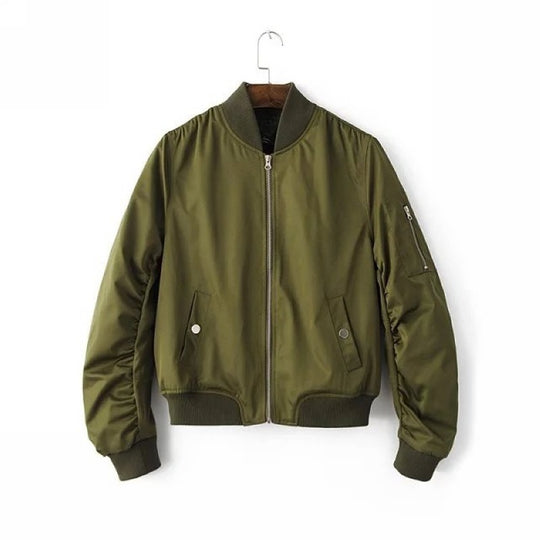 Damen lässige Bomberjacke mit Reißverschluss und praktischen Taschen R&B