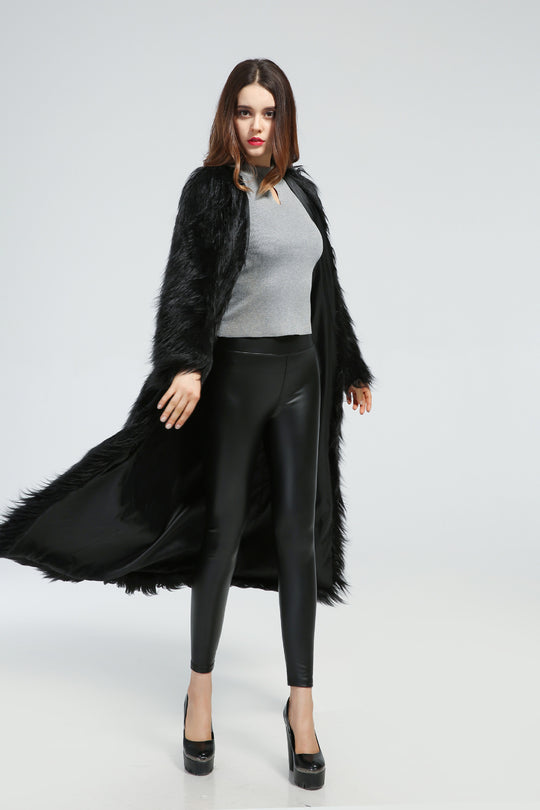 Damen Eleganter Midikleid mit luxuriösem Kunstfell R&B
