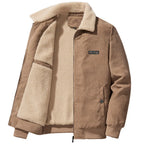R&B | Herren fleecegefütterte gerippte Winterjacke mit hohem Kragen