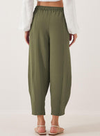 R&B | Locker lässige Neun-Punkt-Hose mit Kordelzug und elastischer Taille