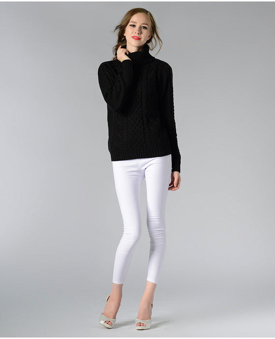 R&B | Damen Rollkragenpullover mit langen Ärmeln und Kabelstrick