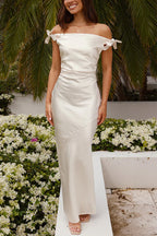R&B | Rosiedress Schleife Knoten Off-Shoulder Maxi Partykleid