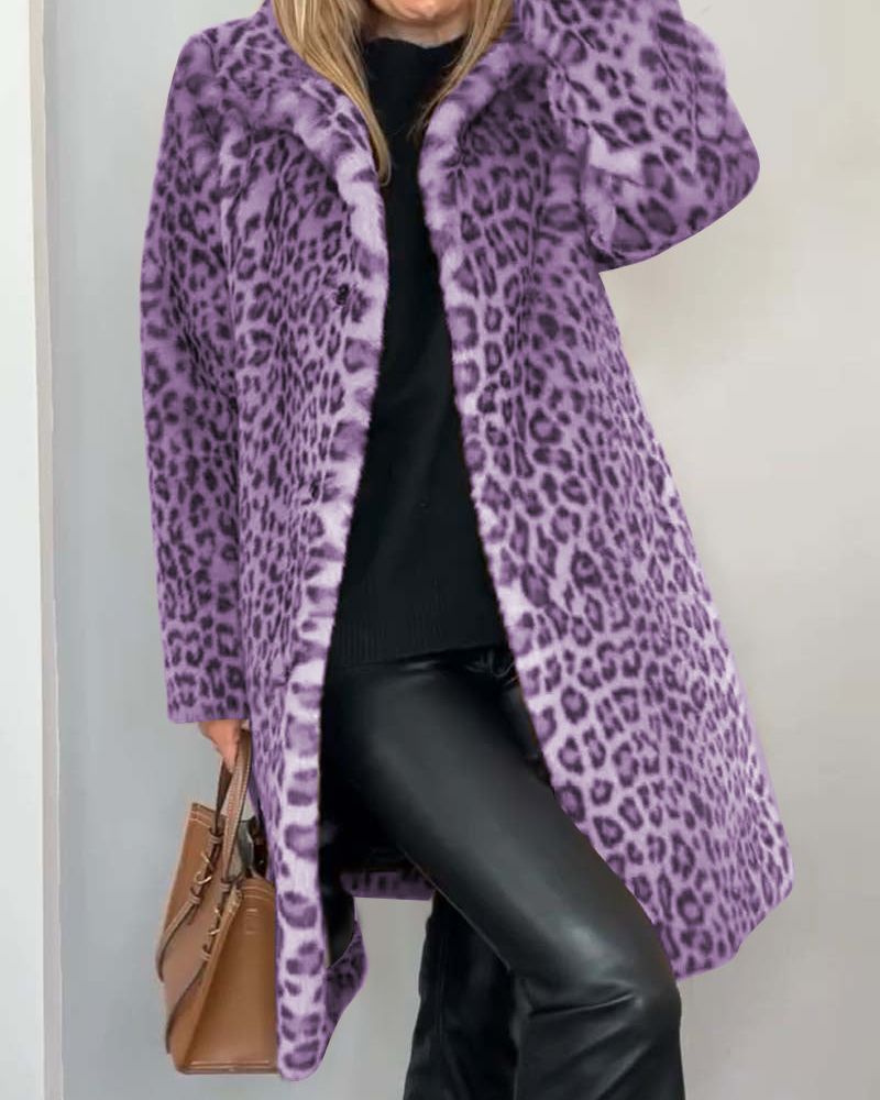 R&B | Leoparden Lange Weiche Jacke