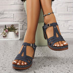 Retro-Sandalen mit Blockabsatz und verstellbarem Riemen R&B R&B