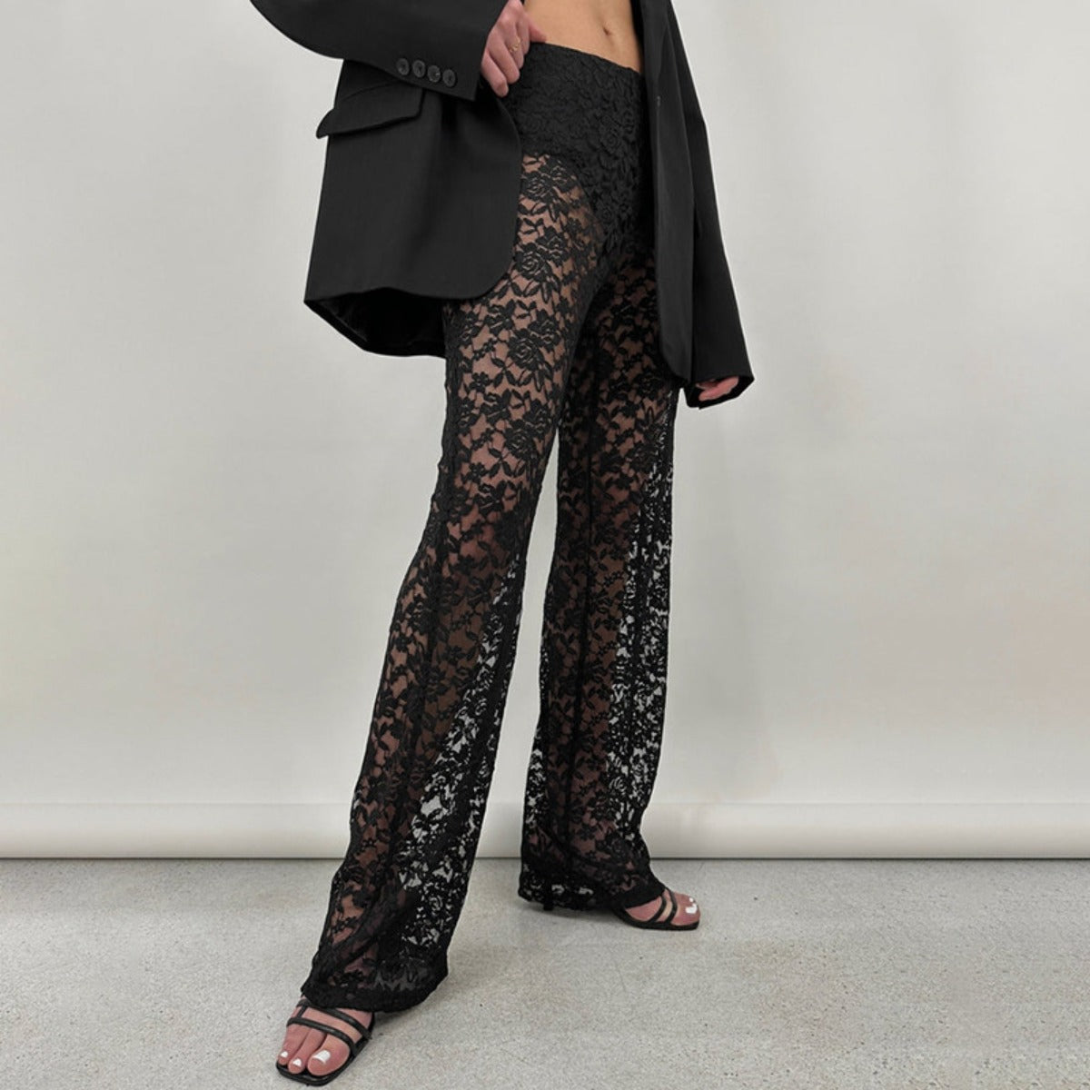 R&B | Spitze Perspektive hohe Taille Spleißen lange gerade Hose