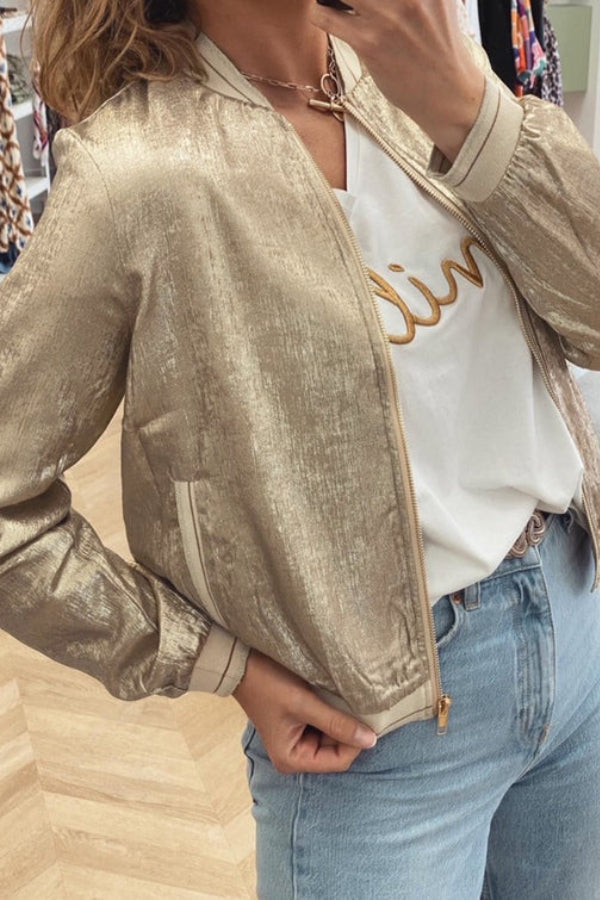 R&B | Khaki Metallic Reißverschluss BasR&Balljacke
