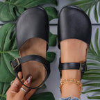 R&B | Retro Damen Slingback Sandalen mit Kork und Geschlossener Spitze