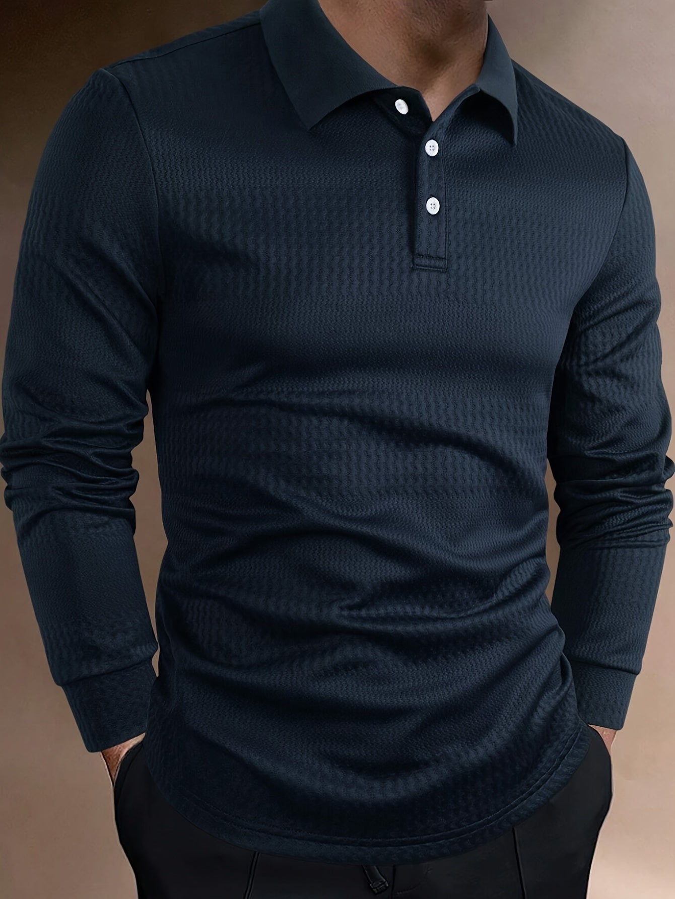 R&B | Elegante Langärmelige Polo Texturiertes Design Stilvoll und Komfortabel