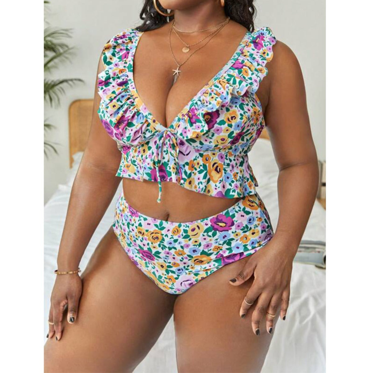 R&B | Großer bedruckter geteilter Bikini
