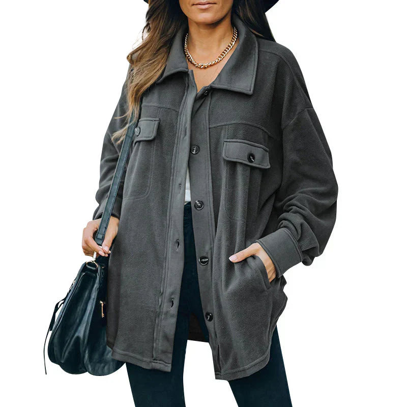 R&B | Fleece-Jacke mit Knöpfen