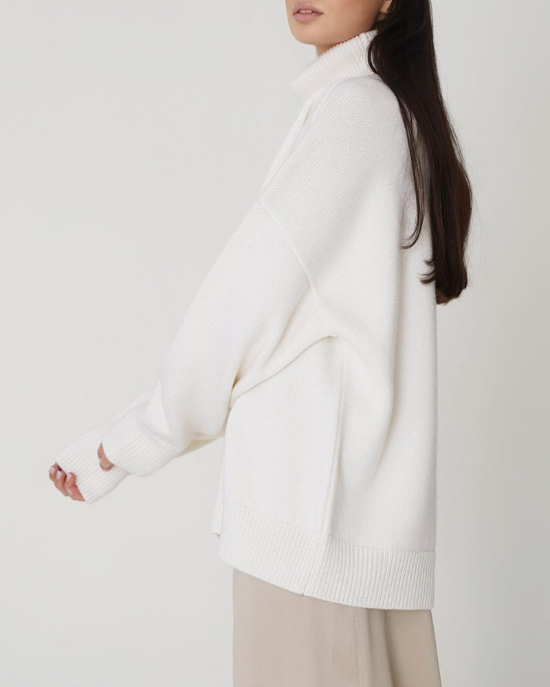 R&B | Eleganter Oversized Damen Rollkragenpullover Aus Baumwolle