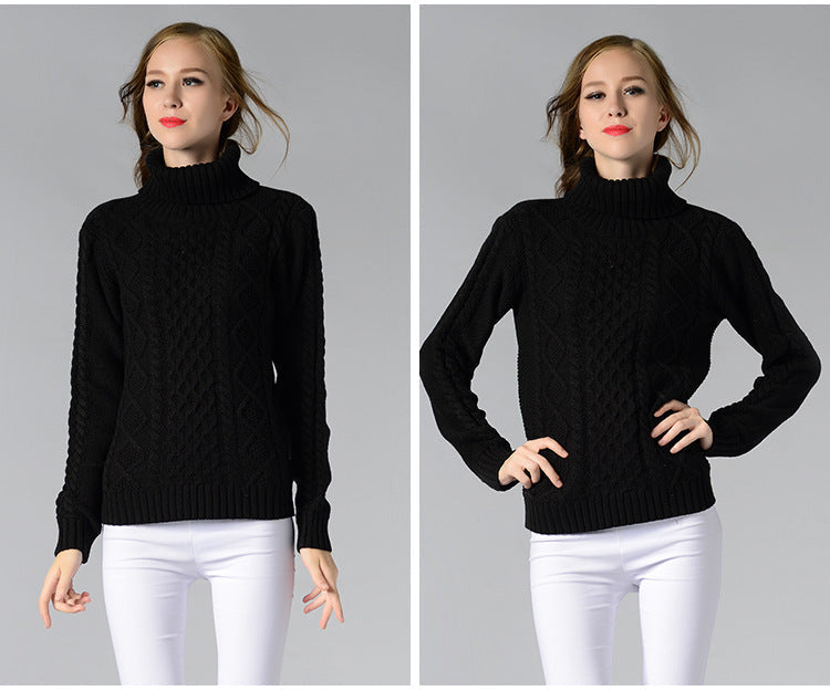 R&B | Damen Rollkragenpullover mit langen Ärmeln und Kabelstrick