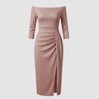 Elegantes Hochzeitsgast Kleid Off Shoulder Lang Satin | R&B