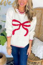 R&B | Weihnachtsbogen Kontrastfarbe Eingeschlossen Kante Langarm Gestrickter Pullover