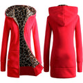 Damen Kapuzenpulloverjacke mit leopardem Innenfutter R&B